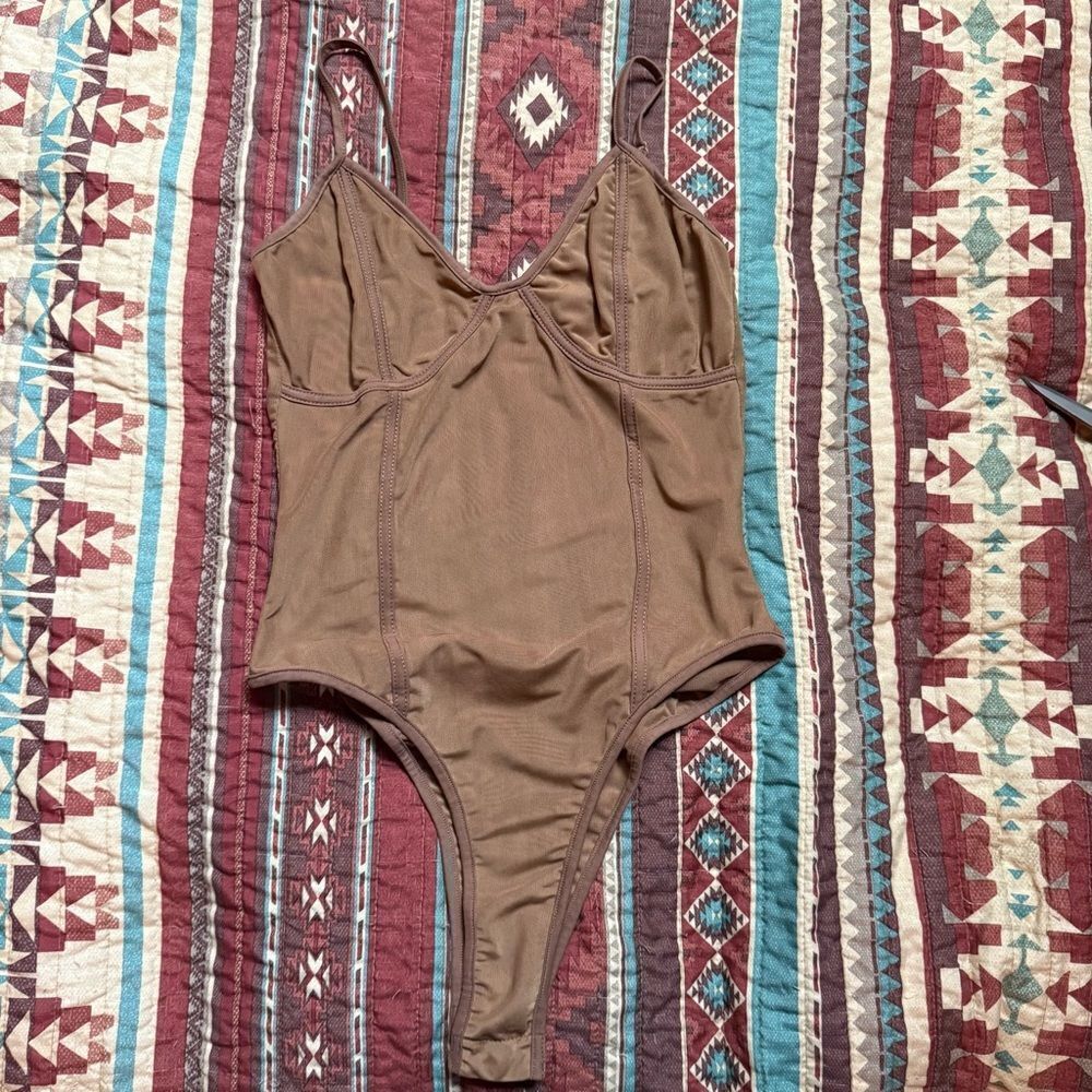 Tiger Mist Brown Sheer Bodysuit size medium
